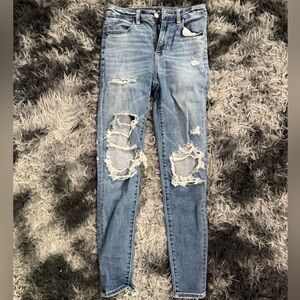 American Eagle Outfitters Light Blue Distressed Skinny Jeans